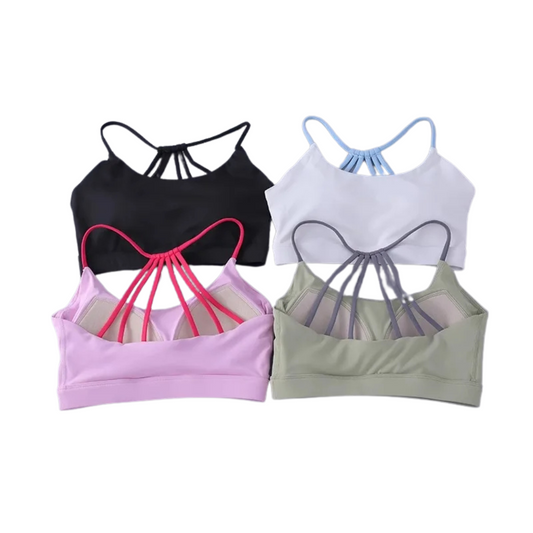 Lightweight Women's Cross-Back Yoga Fitness Bra with medium support, perfect for yoga, Pilates, and low-impact activities.