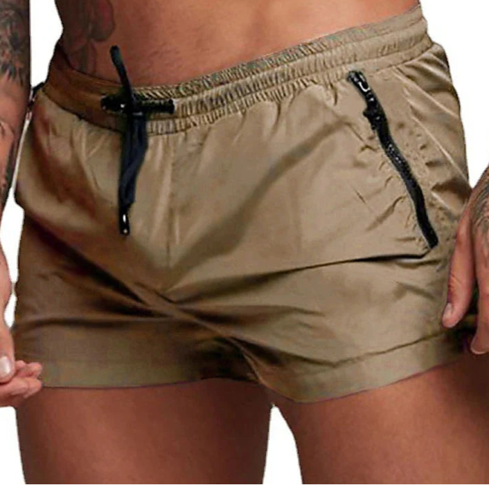 Stylish solid color swim trunks for seniors

